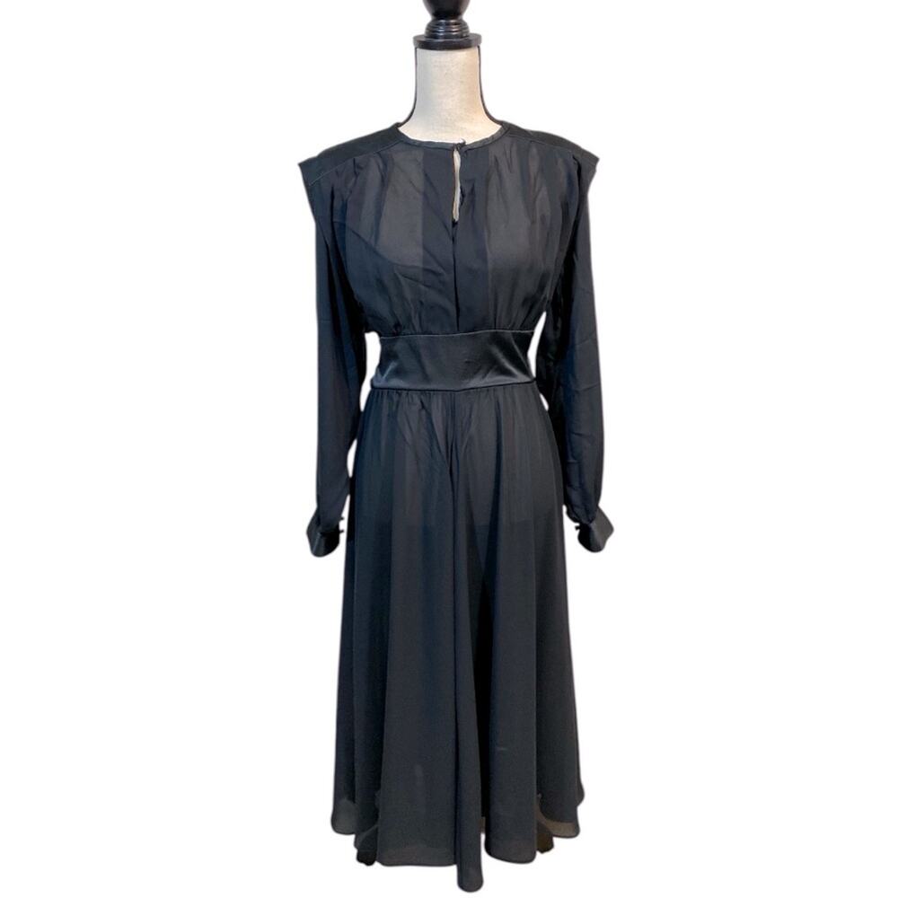 Vintage Plaza South 90’s Black Satin and Crepe Semi Formal Dress Size 10